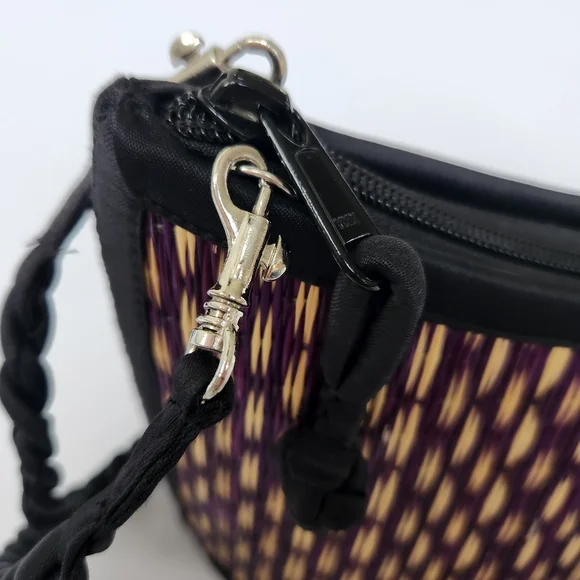 Baskets Of Cambodia Small Mini Handbag Rope Purple Tan Black Garden Girl Scandi - Picture 4 of 16